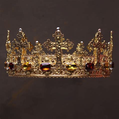 Francis Crown King Gold Crown Cross Crown Mens King Etsy Medieval