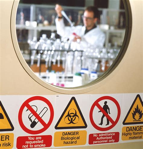 Safety Signs Seen On A Laboratory Door 1 Photograph By Tek Image Pixels
