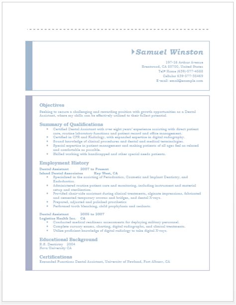 The new microsoft edge is here! Dental Assistant Resume - Word Templates for Free Download