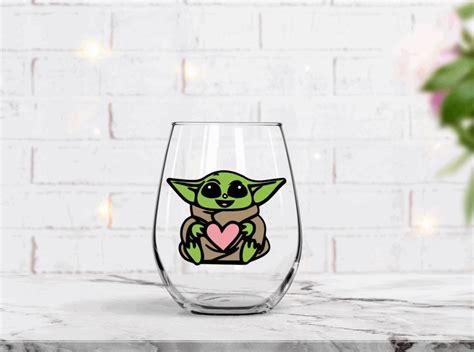 Baby Yoda Wine Glass Baby Yoda Star Wars The Mandalorian Etsy