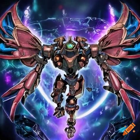 Giant Robot With Mechanical Wings In Yugioh Art On Craiyon