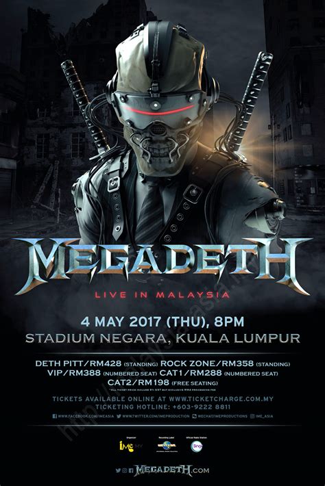 Dianjurkan oleh ime malaysia, megadeth live in malaysia akan menggegarkan stadium negara pada khamis mei 4 jam 8 malam. Megadeth Live In Malaysia 2017 - Malaysia Breakerz