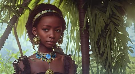 デスクトップ壁紙 女性 アフリカ 黒髪 ヘアバンド ネックレス イヤリング ショートヘア Ai Art Ai