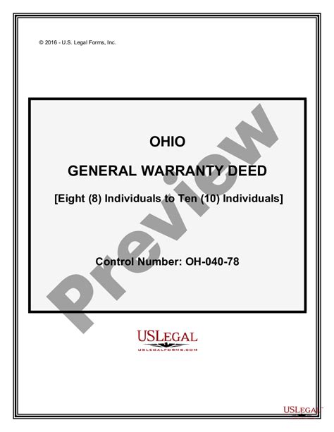 Ohio General Deed With Survivorship Us Legal Forms