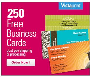 Free business card offers are typically a marketing ploy, not a promise to provide free cards. Get 250 FREE Business Cards from Vistaprint.com! Just Pay ...