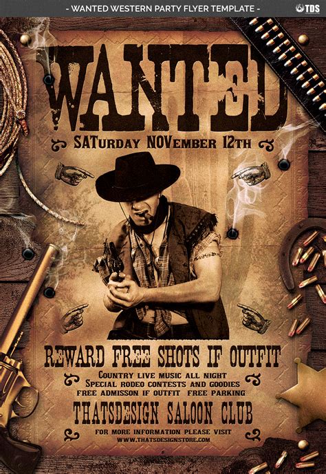 wanted western party flyer template  behance