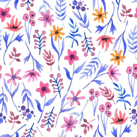 Free Vector Watercolor Seamless Pattern With Flowers
