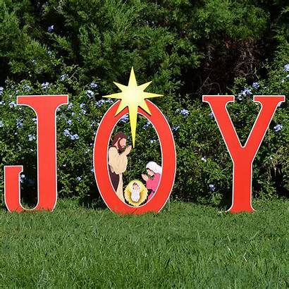 Nativity Yard Joy Sets Signs Scene Teak