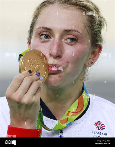 Rio De Janeiro Brazil Th Aug Gold Medalist Britain S Laura Trott Kisses Her Medal