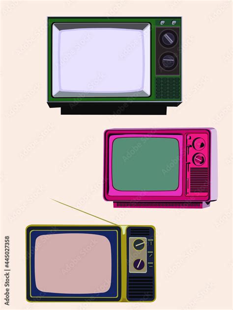 Vector Illustration Depicting A Set Of Old Televisions For Retro Style