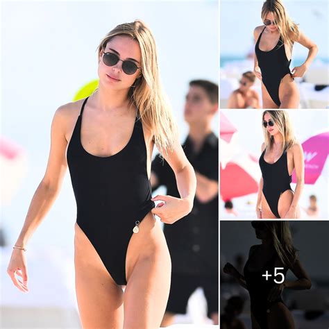 Kimberley Garner Flaunts Slender Figure In A Daring Swimsuit During Miami Beach Visit
