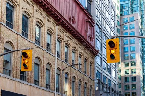 Traffic Lights Against Building In Downtown Of Ottawa In Canada Stock