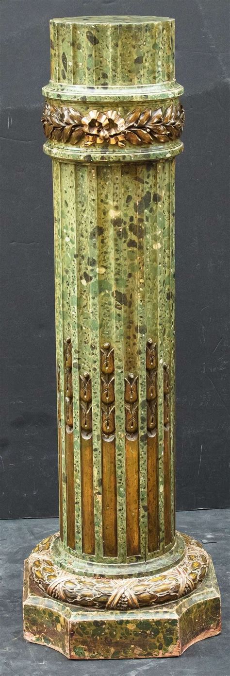 Faux Green Marble Column Pedestal Stand At 1stdibs