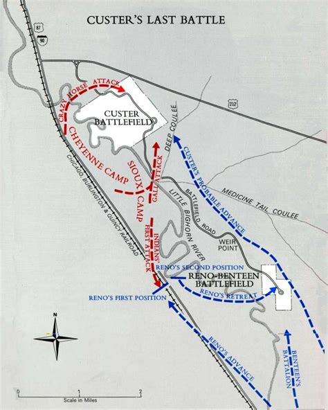 Battle of the little bighorn. Battle Of Little Bighorn Location Map