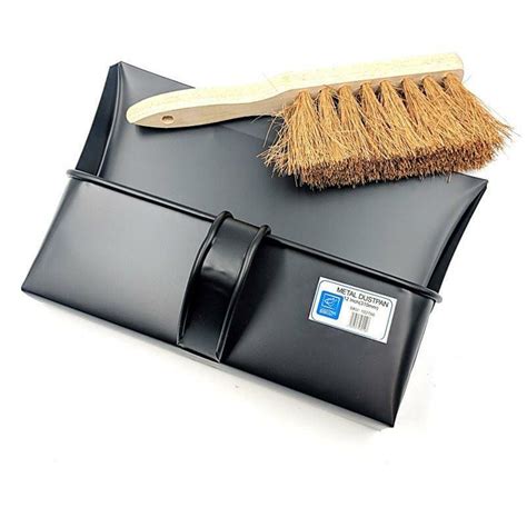 Metal Dustpan And Brush Traditional Strong Metal Hooded Dust Pan And S