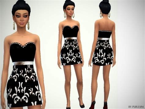 31 days of halloween/cc, day 3. Elegant black dress with metallic belt by Puresim at TSR ...