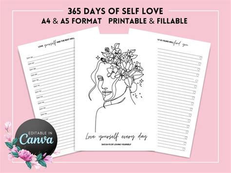 Self Care Planner Workbook Self Love Self Help Checklist Etsy