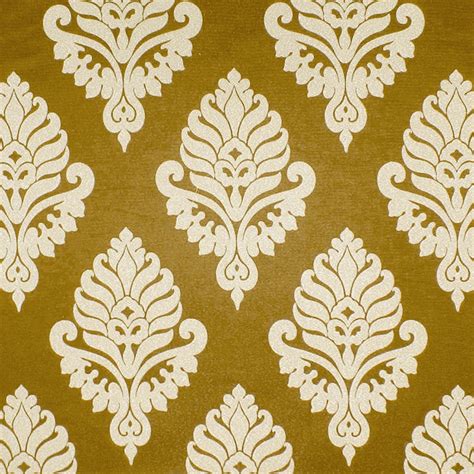 Dark Gold Damask Woven Designer Upholstery Fabric Shelby