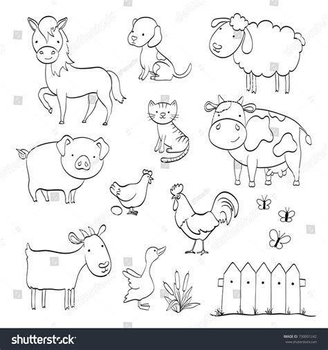 Clipart Farm Animals Black And White Drawings