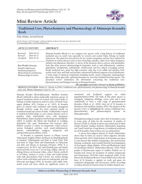 Pdf Traditional Uses Phytochemistry And Pharmacology Of Mimusops