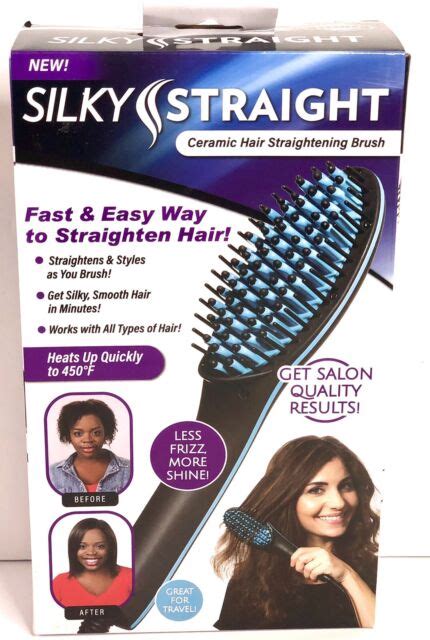 Silky Straight Ceramic Hair Straightening Brush Less Frizz More Shine