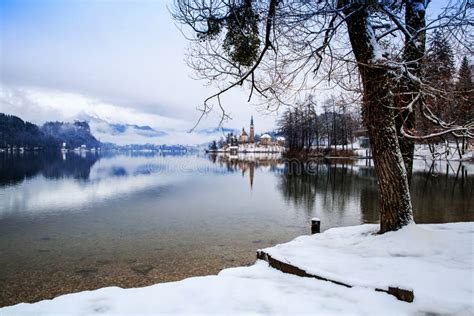 Lake Bled In Winter Bled Slovenia Europe Stock Photo Image Of