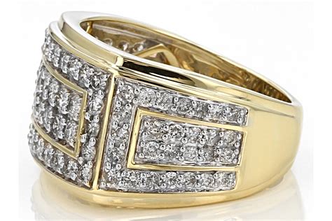 200ctw Round White Diamond 10k Yellow Gold Mens Ring Size 10 Jtv