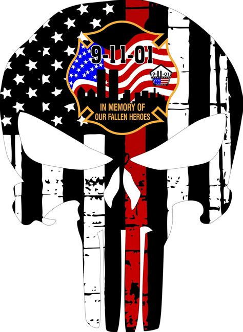 Thin Red Line Firefighter Punisher Decal Fallen Heroes 911 Various