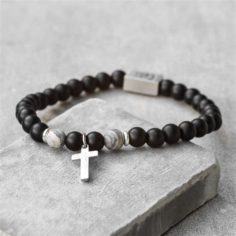 Men Cross Bracelet Men Religious Bracelet Men Christian Etsy