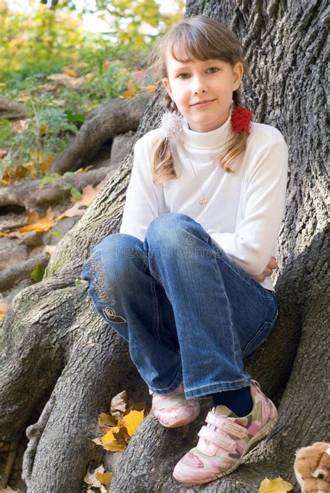 Teen Girl Climbing On The Tree Stock Image Image Of Children Female
