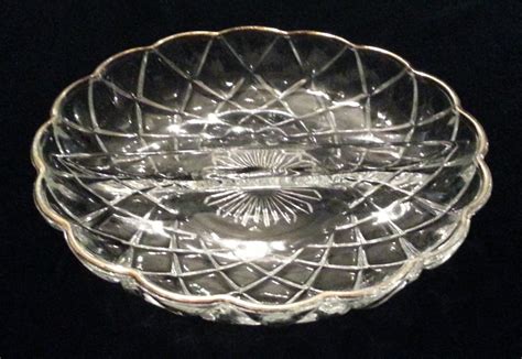 Vintage Indiana Glass Clear Round Divided Dish 1053