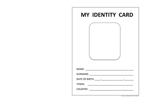 Printable Id Card English Esl Worksheets For Distance Within Id Card