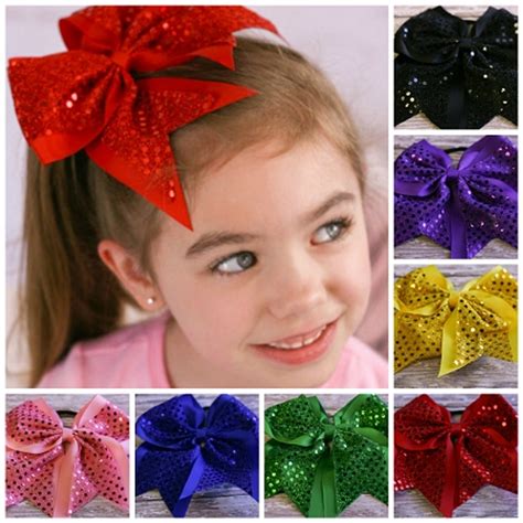 Sequin Cheer Hair Bows For Girls Sequin Bows