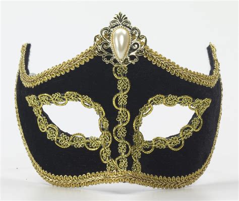 Black Masquerade Mask With Gold Trim And Gem Screamers Costumes