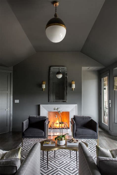 Dark Gray Living Room With Fireplace Hgtv
