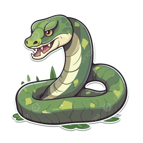 Cartoon Green Snake On A White Background Vector Clipart Snake