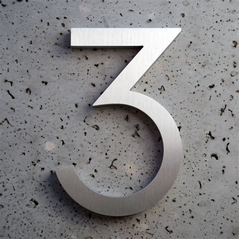 Modern House Numbers Aluminum Modern Font Number Three