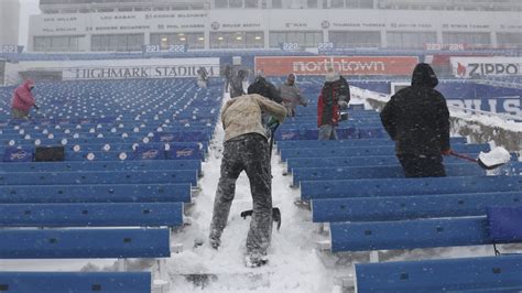Shirtless Buffalo Bills Fan Helps Shovel Snow At Highmark Stadium