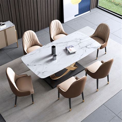 Italian Style Light Luxury Simple Modern Household Rectangular Ceramic Dining Table Ceramic