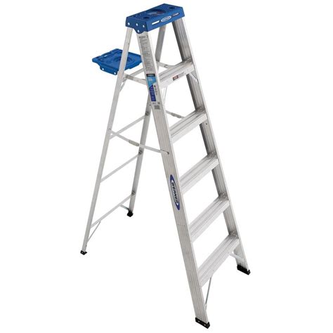 Werner 6 Ft Aluminum Step Ladder 10 Ft Reach Height With 250 Lb