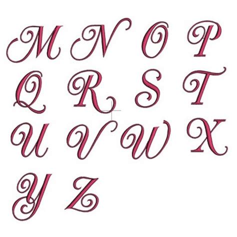 Fancy Curly Machine Embroidery Monogram Font Script 123 Inches