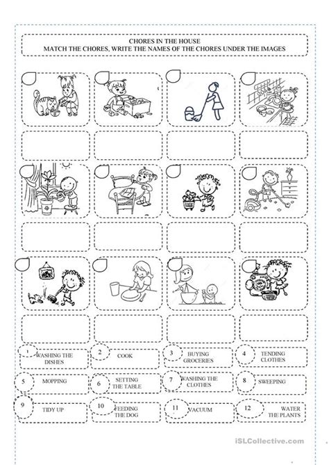 Chores In The House English Esl Worksheets For Distance Learning And