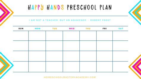 Happy Hands Preschool Blank Lesson Plan Template Homeschool Mastery