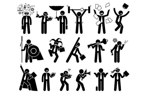 Businessman Characters Poses Actions Postures Stick Figures 757757
