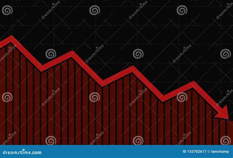 Abstract Financial Chart With Red Color Downtrend Line Graph Go Down On