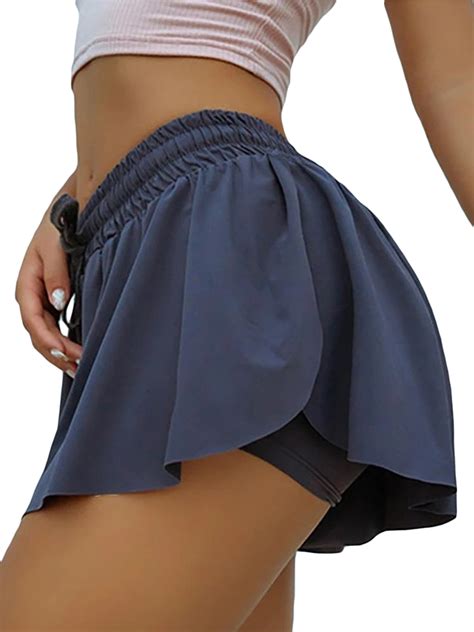 High Waist Baggy Oversized Loose Double Layer Shorts For Women Ladies Stretch Yoga Gym Running