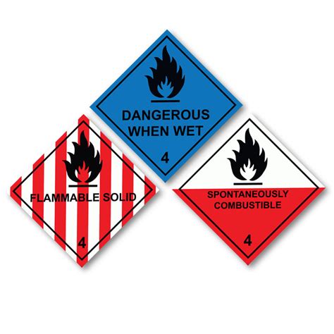 Hazard Warning Diamonds Class 4 Flammable Solids Single Label
