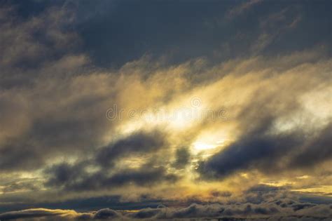 Sunlit Cloudy Sky Sunset Stock Photo Image Of Beautiful 157549024
