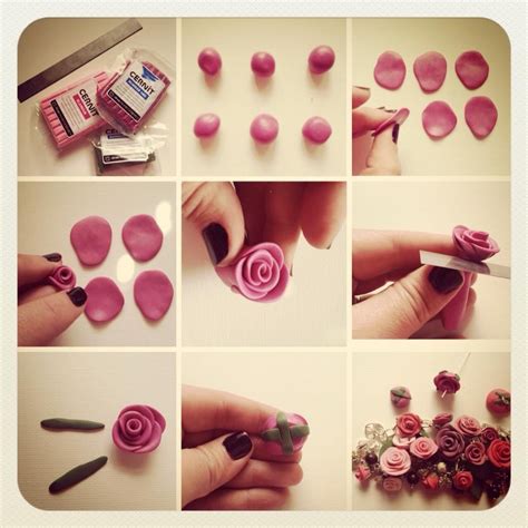 Simple Rose Tutorial Polymer Clay Flowers Clay Flowers Polymer Clay