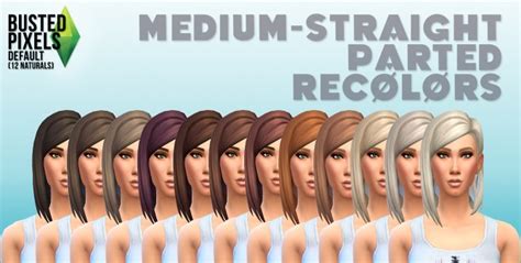 Medium Straight Part Hair 12 Recolors At Busted Pixels Sims 4 Updates